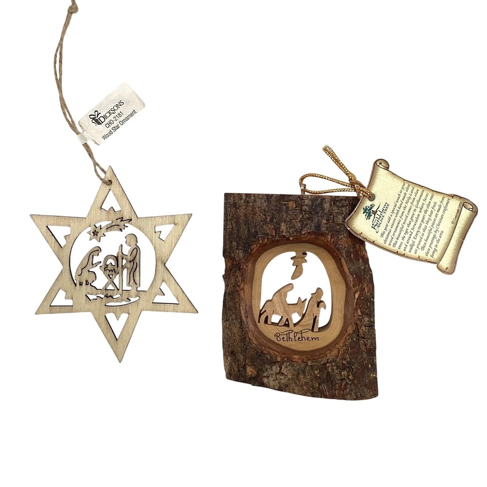 Dicksons Wood Star Nativity Ornament Christmas Bethlehem Holy Land Olive Wood